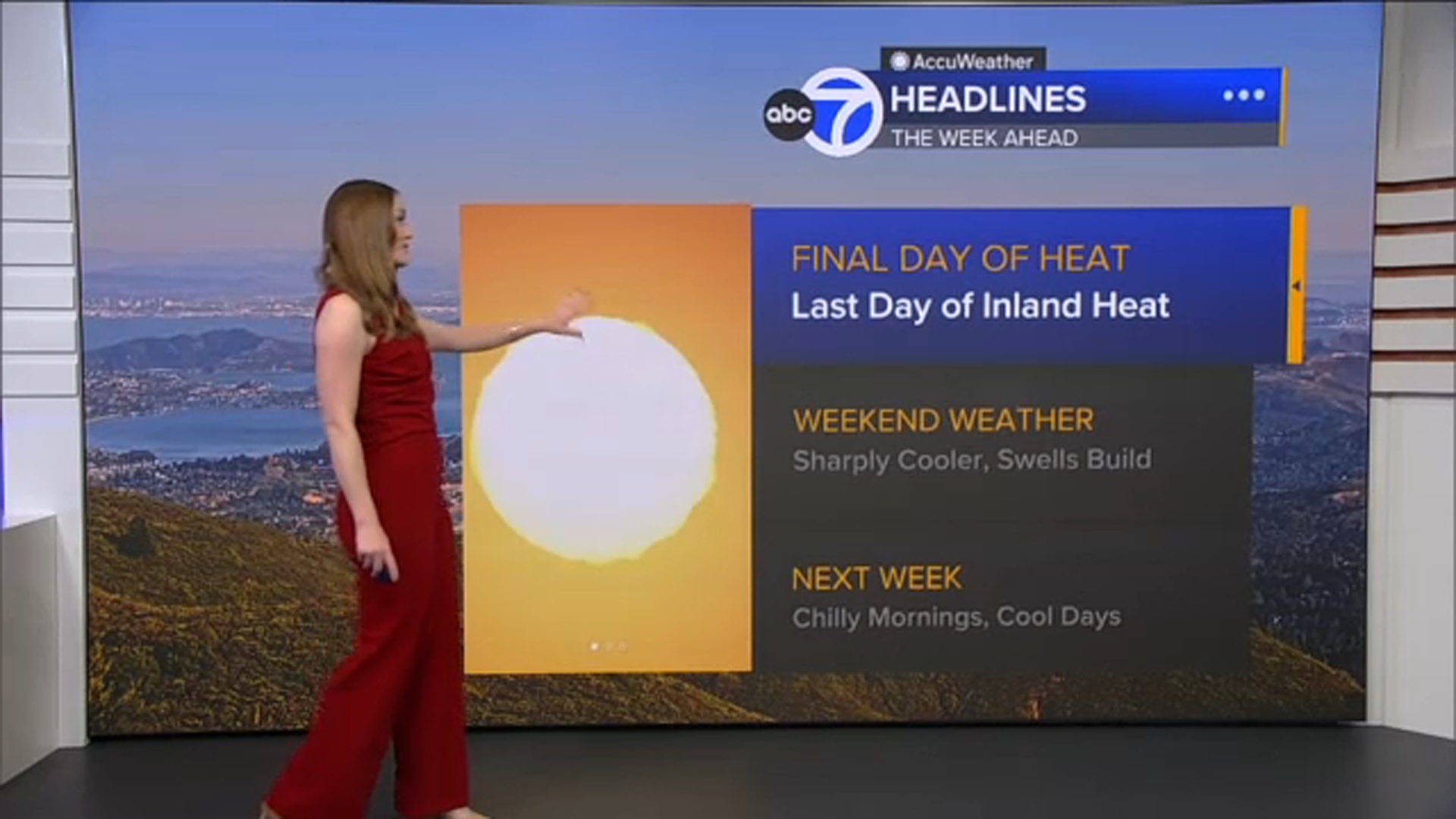 AccuWeather Forecast: Heat Advisory expires tonight; temps cool down into weekend
       — ABC 7 Bay Area, San Mateo Community news