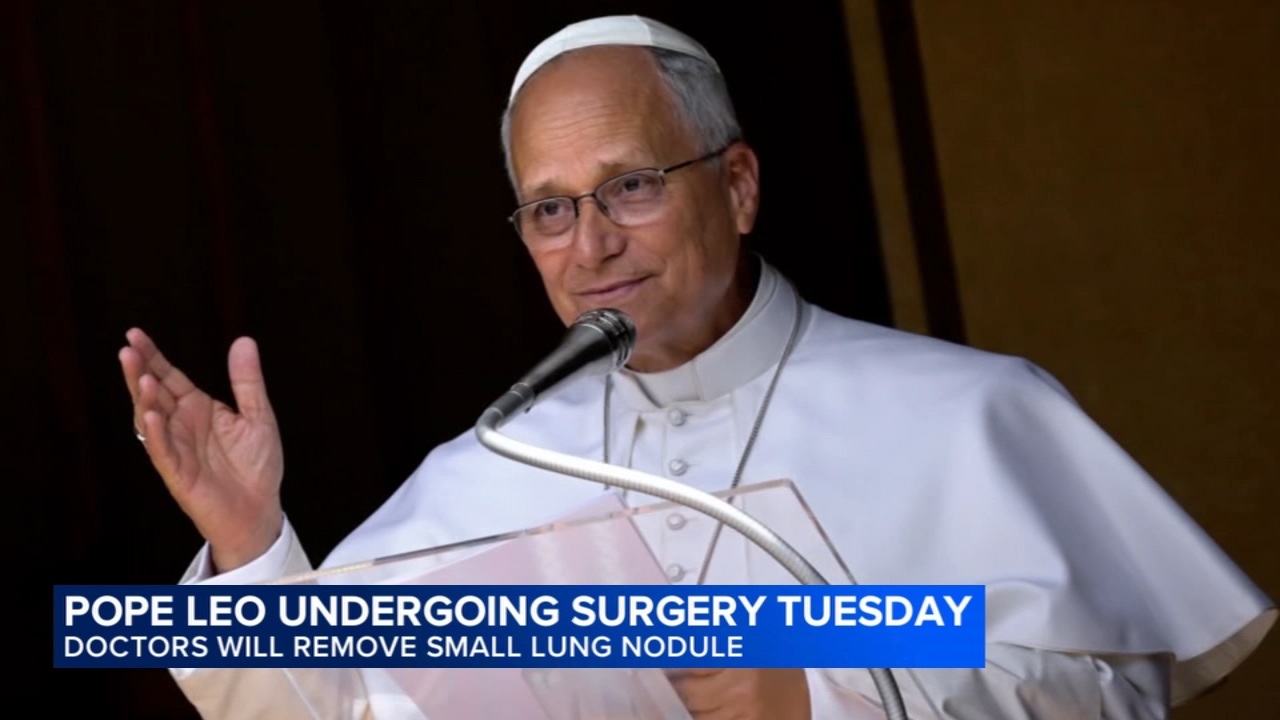 Pope Leo heads to hospital ahead of surgery to remove lung nodule

       — ABC 7 Bay Area, San Mateo Health news